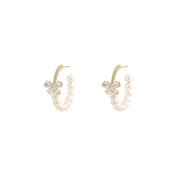 Butterfly pearl earring loop design - Picture 5 of 5